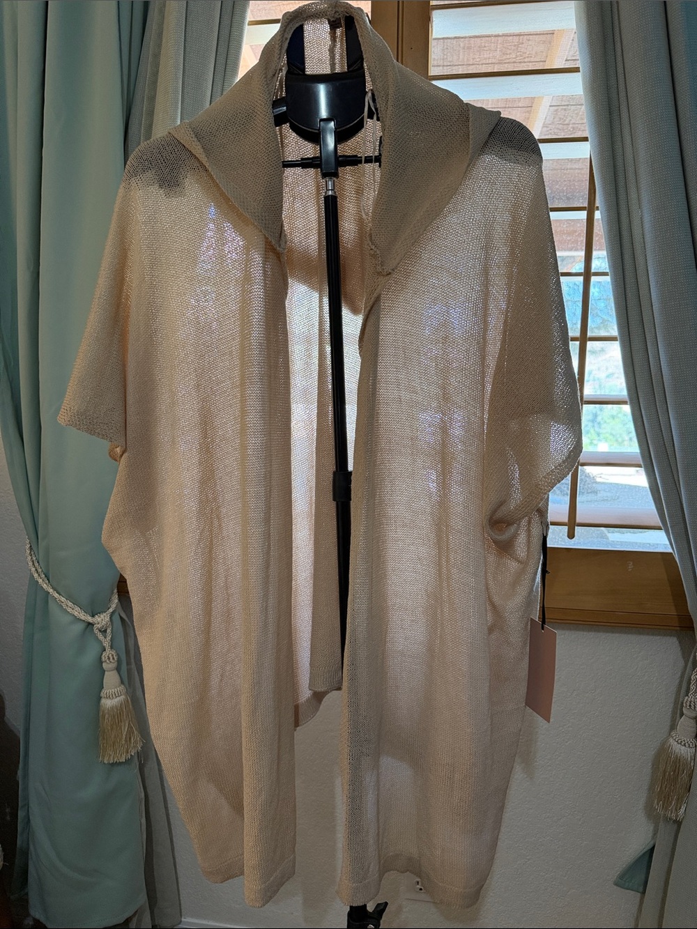 Cream Open-Front Draped Knit Top - Brand Unspecified